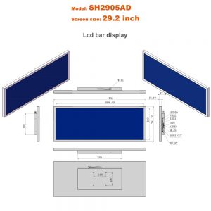 Wall mounted 29.2" Smart shelf advertising screen ultra wide lcd display
