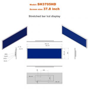 37.8inch ultra wide screen stretched lcd display smart shelf screen monitor