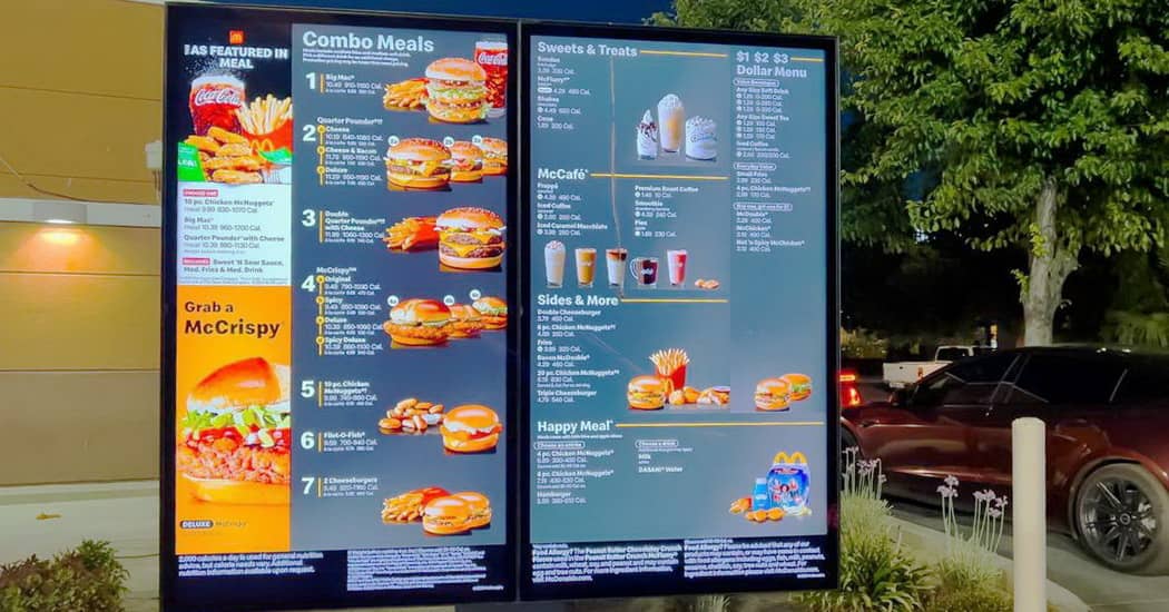 Digital menu boards for drive thru